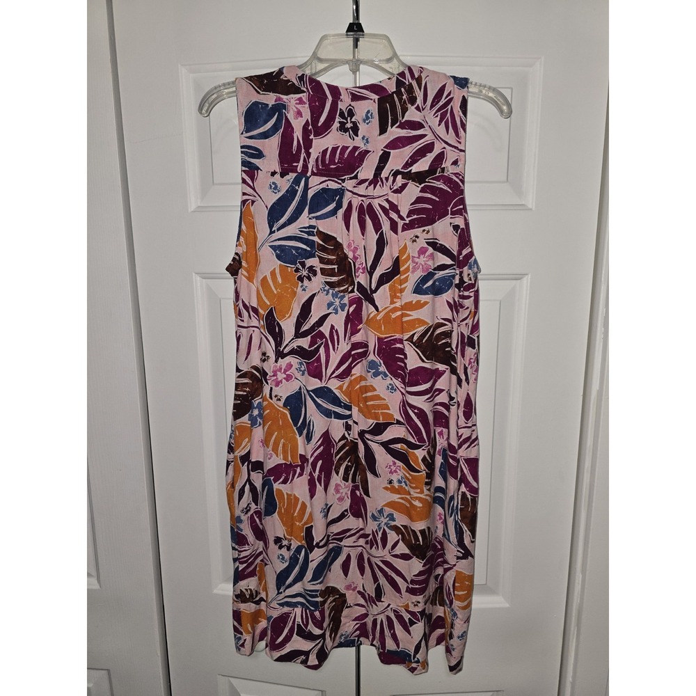 NWT Sonoma Womens Size L Striped Linen Blend Shift Dress Pockets Pintucks